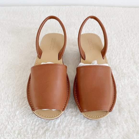 Women Reaction Kenneth Cole, Women\'s Fine Glass Platform Leather Sandal, Tan, Size 7M